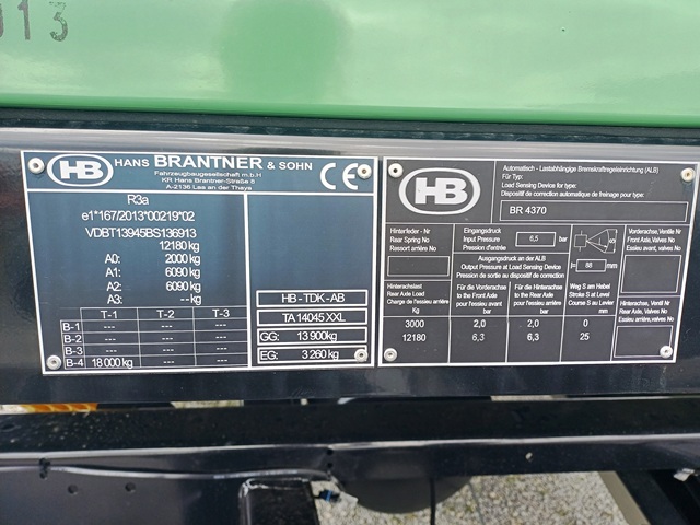 Tandem-Dreiseitenkipper Brantner TA 14045/XXL Aktion