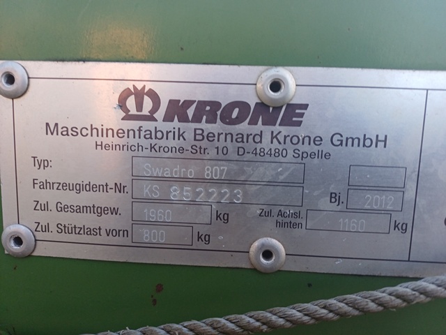 Zweikreiselschwader Krone Swadro 807