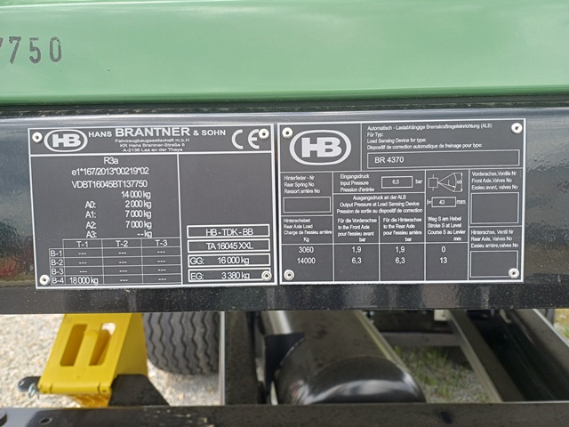Tandem-Dreiseitenkipper Brantner TA16045XXL